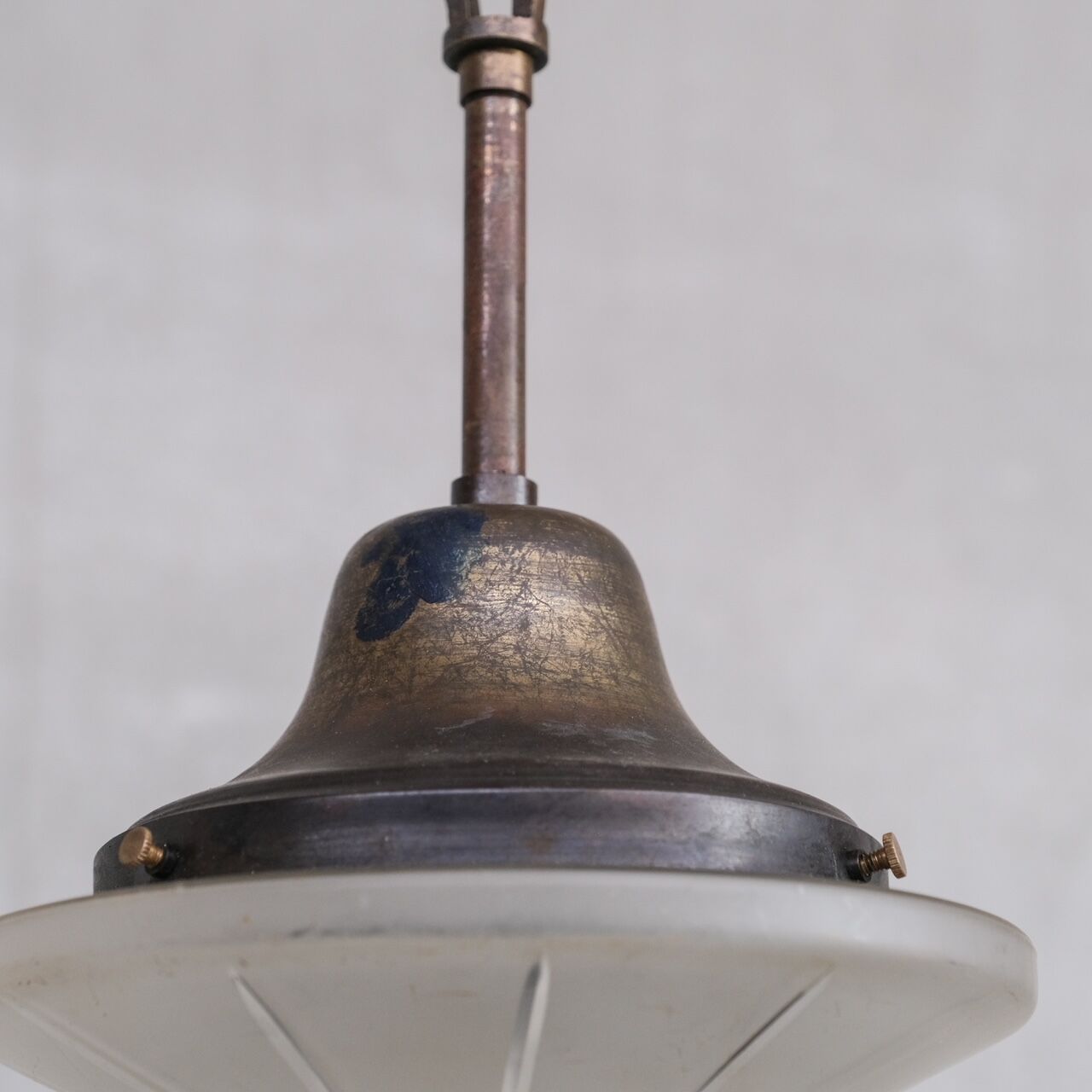 Small Antique Brass and Glass Pendant Light