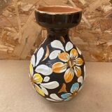 Antique glazed terracotta vase flower decor made in italy vintage