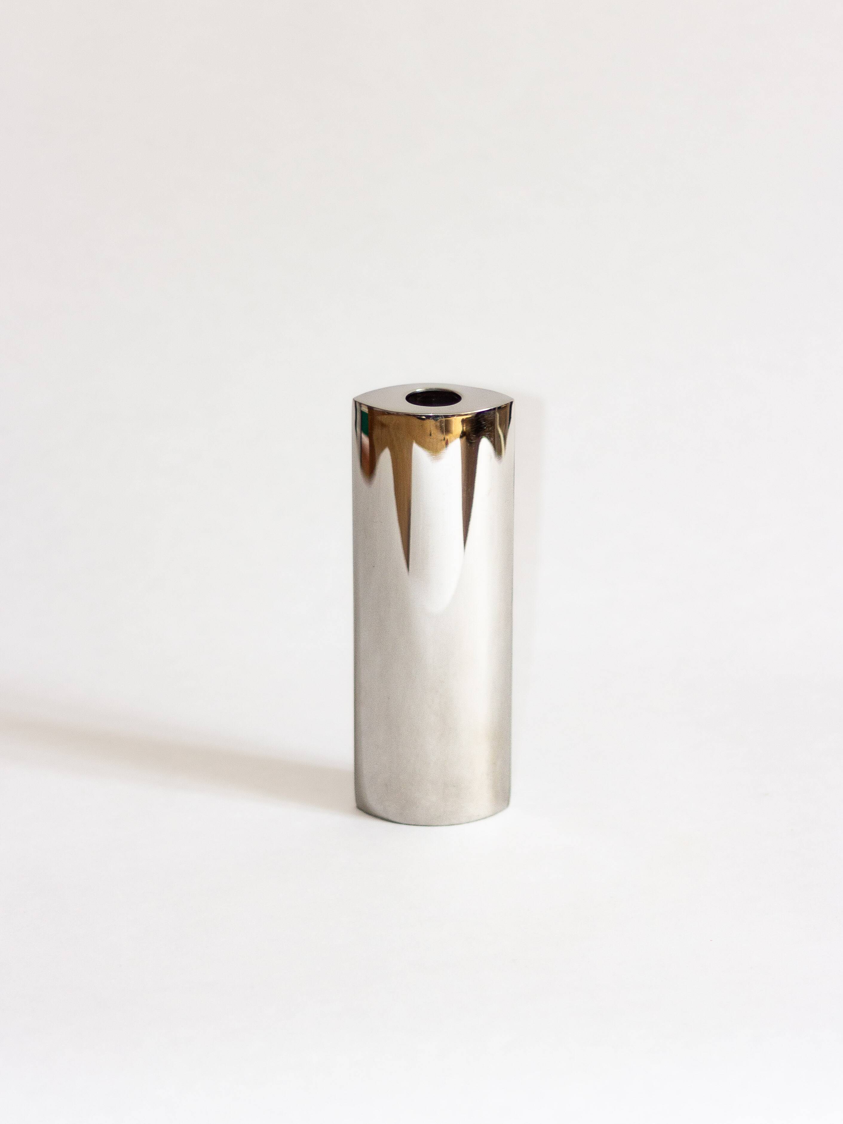 Chrome-plated metal bud vase, 1980s