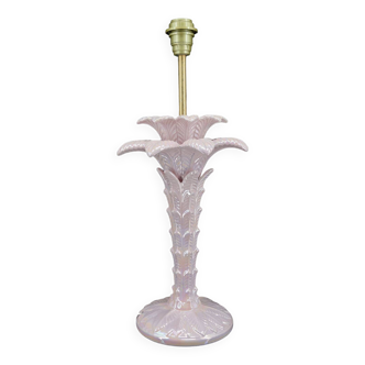 Palm tree lamp in pearly pink ceramic, Italy, circa 1960