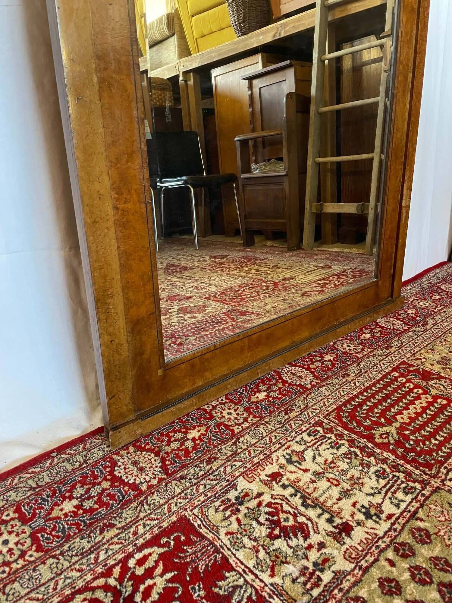 Large antique mirror in wood burl and mother-of-pearl – Art Deco style