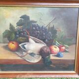 Still Life with Grapes and Game, signed, 1913