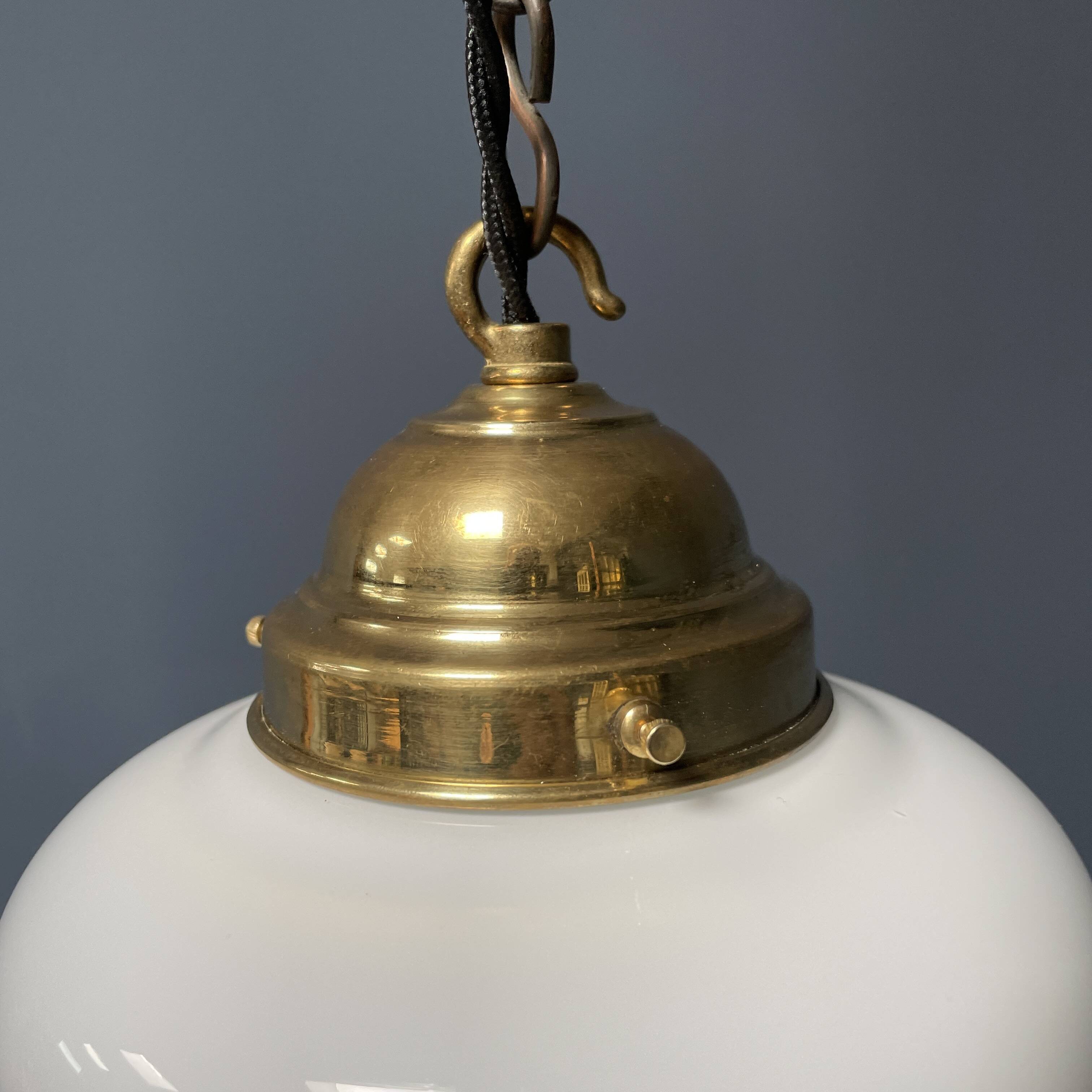 English opaline with brass glass pendant lamp