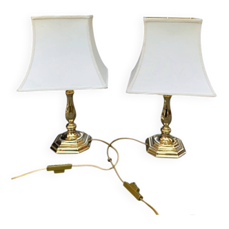 Paire de lampes d’appoint en laiton doré – Massive – années 80