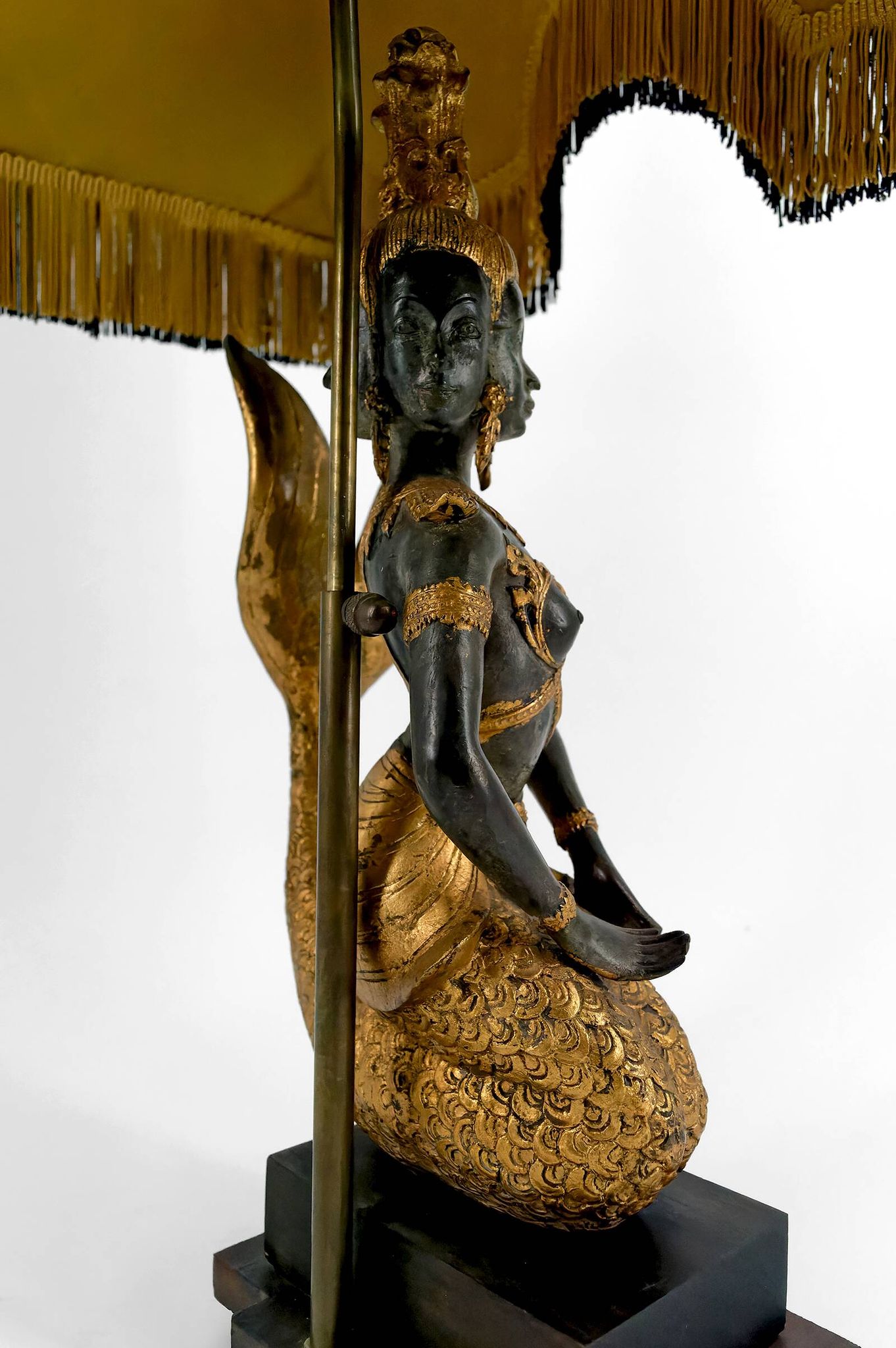 Sculptural Lamp in Bronze with double green and gold patina, Suvannamaccha