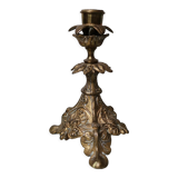 Candle holder in vintage gilded bronze plant leaf