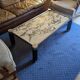Vintage coffee table in veined white Carrara marble and chrome metal – Anné
