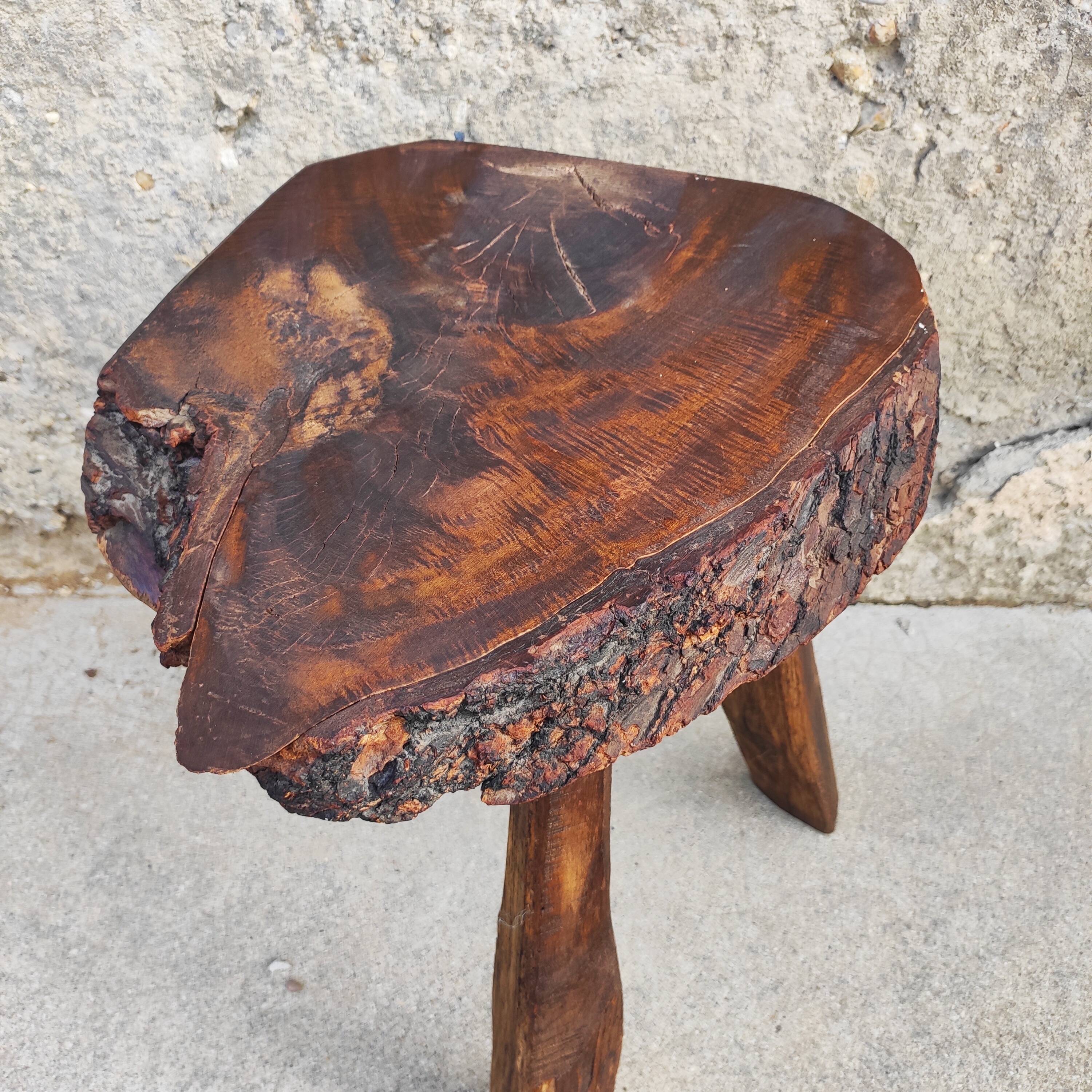 Tabouret brutaliste Art populaire français 1950