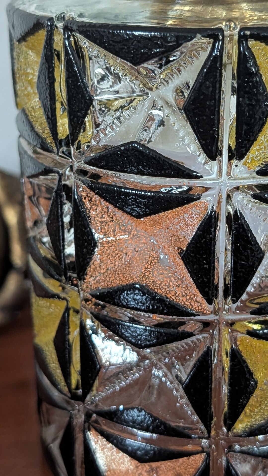 Geometric glass cylinder lamp from the 1970s.