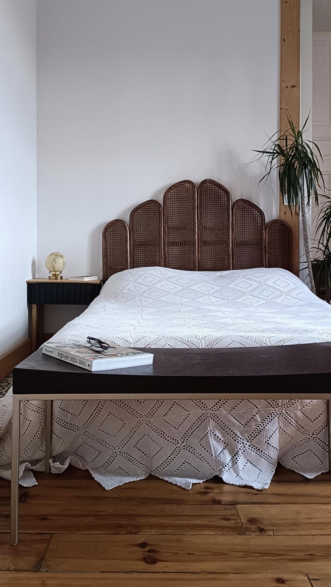 Vintage bamboo cane headboard