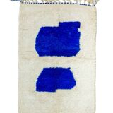 Modern Moroccan Berber Rug Klein Blue and White