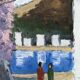Modern swedish "the lake" tenerife landscape, framed oil painting