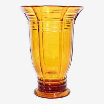 Vase Art Deco en verre ambré