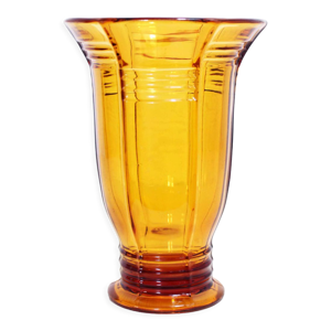 Vase Art Deco en verre ambré