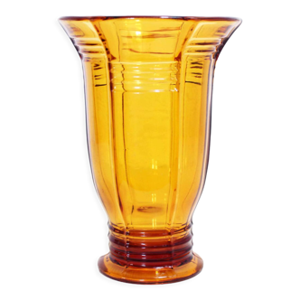 Vase Art Deco en verre ambré