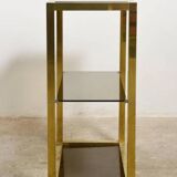 Showcase vintage brass and glass smoked by Romeo Rega 1970 s