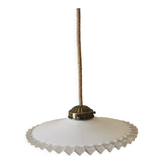 Vintage pendant lamp in serrated opaline