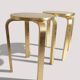 1990s IKEA Frosta Stools in the Style of Alvar Aalto, Gold Leaf Covered