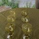 6 wine glasses in khaki green hand-blown glass, large model, vintage