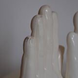 Handends in the shape of vintage white ceramic