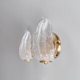 Vintage Italian Murano frosted glass wall sconces, 1980s.
