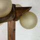 Midcentury brutalist oak floor lamp with 4 spheres, 1970s  by Temde Leuchten