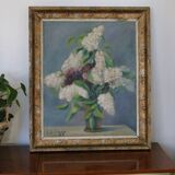 Oil painting, Lilac, still life, 1946