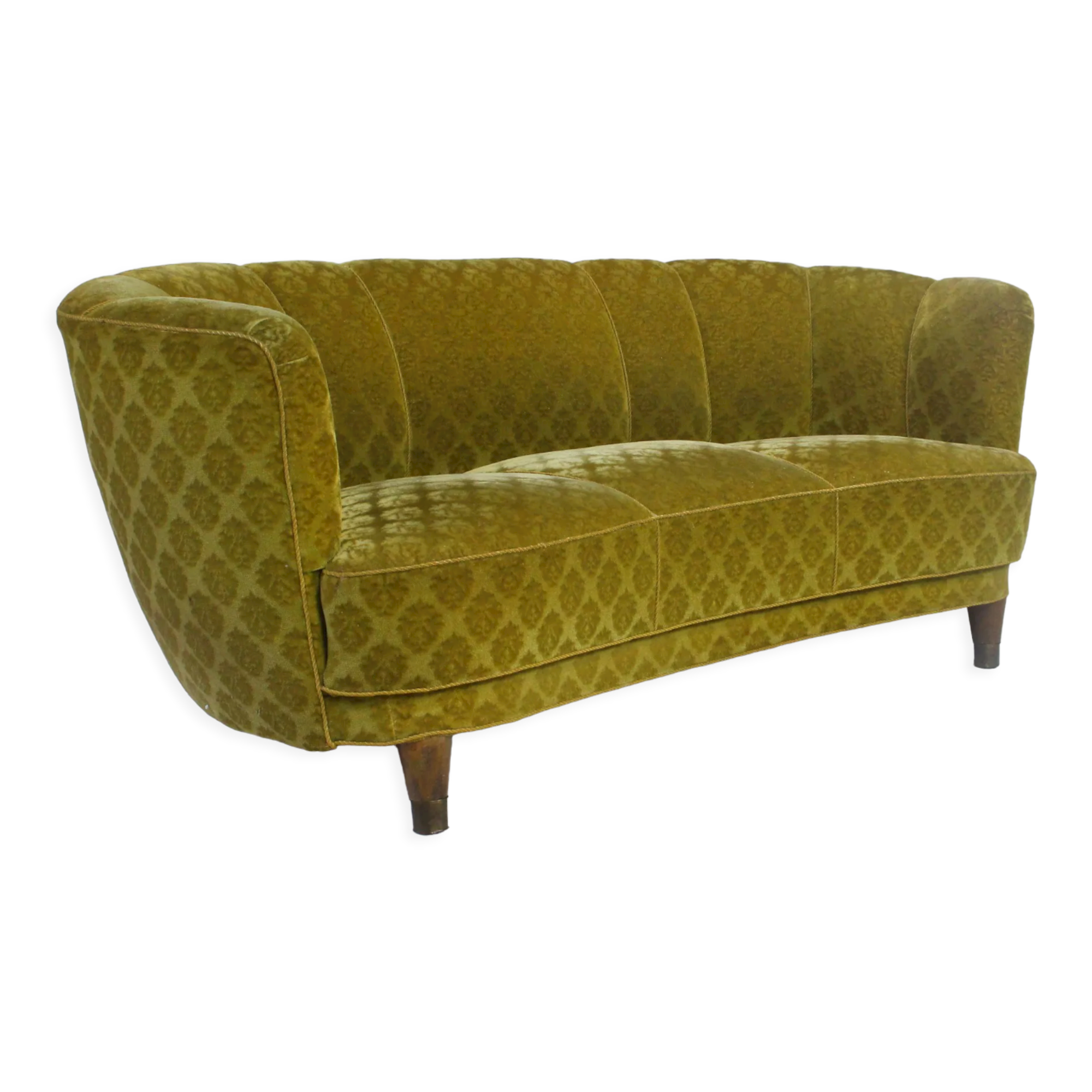 1950s Mid Century Gold Banana Sofa, Denmark