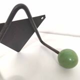 Coat rack V hooks balls green wood