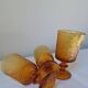3 textured amber stemmed glasses. Vintage.