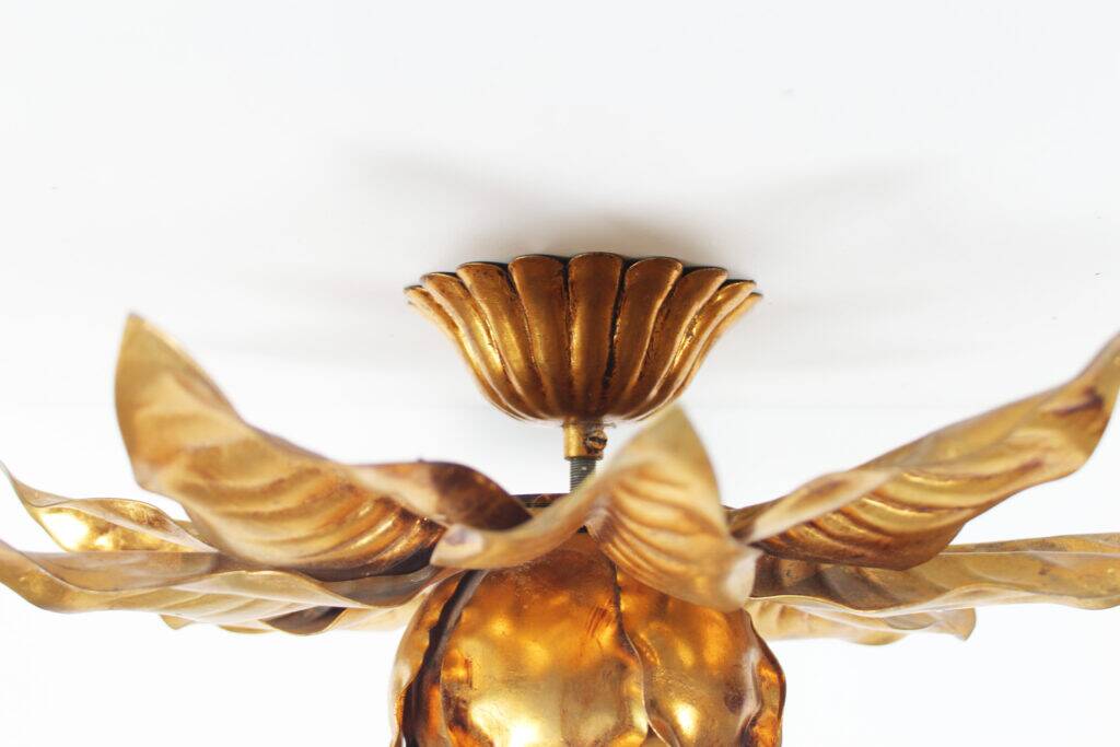 Wonderful large gilded Florentine flush mount light by Masca