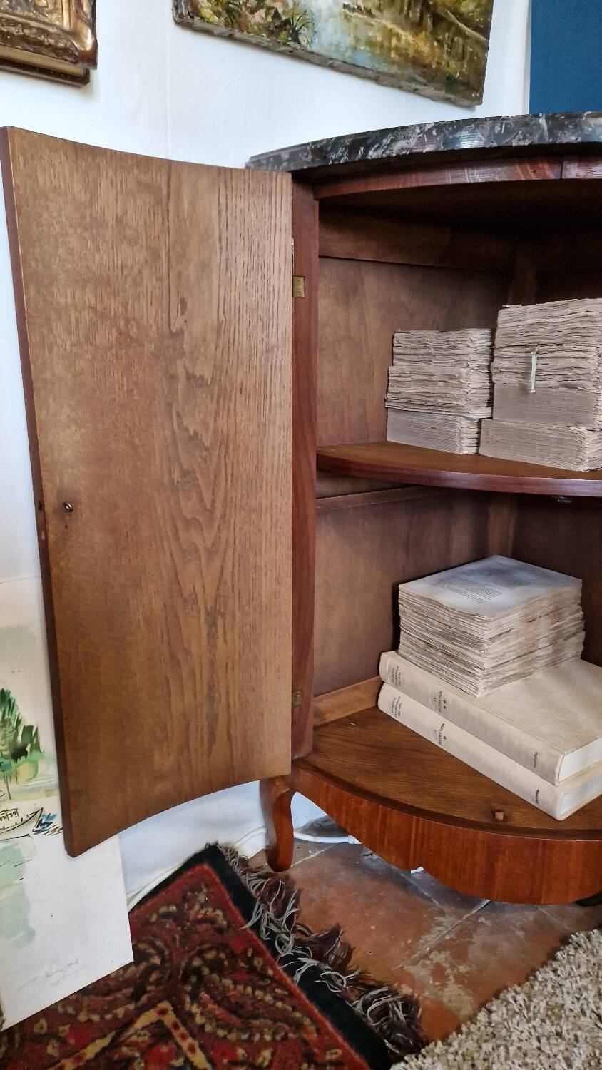 Corner marquetry cabinet