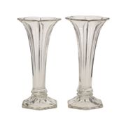 Pair of Clear Val Saint Lambert Luxval 'Americain' Vases, 23 cm