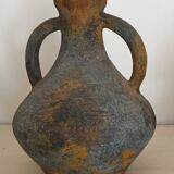 Vintage textured ceramic handle vase