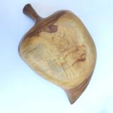 Corbeille en bois massif vintage forme feuille
