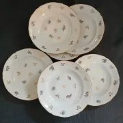 6 antique deep plates in porcelain