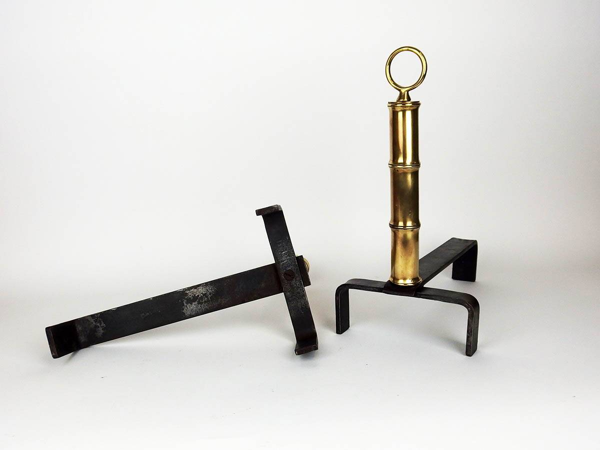 Pair of andirons by Jacques Adnet