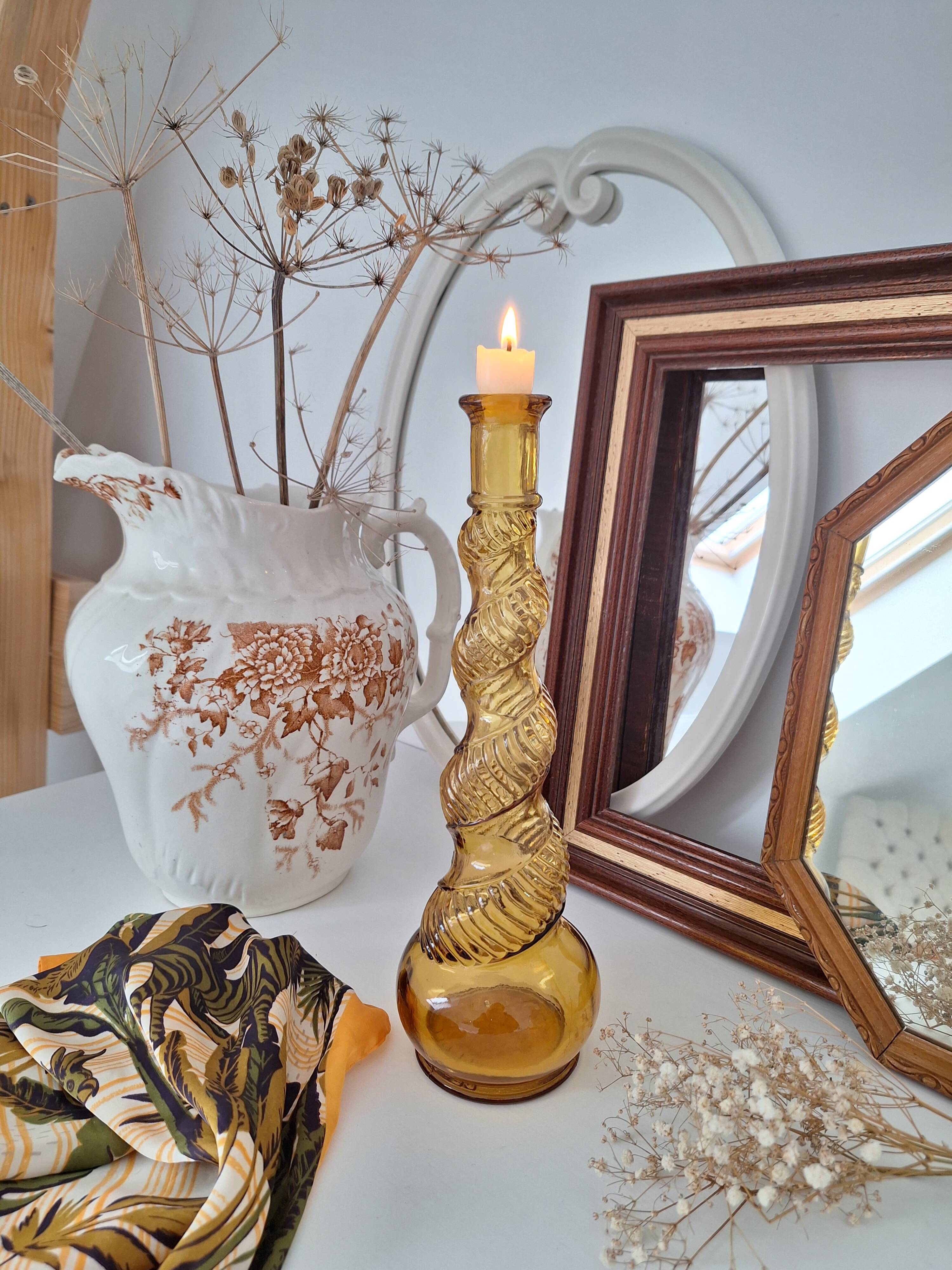 Vintage amber candle holder
