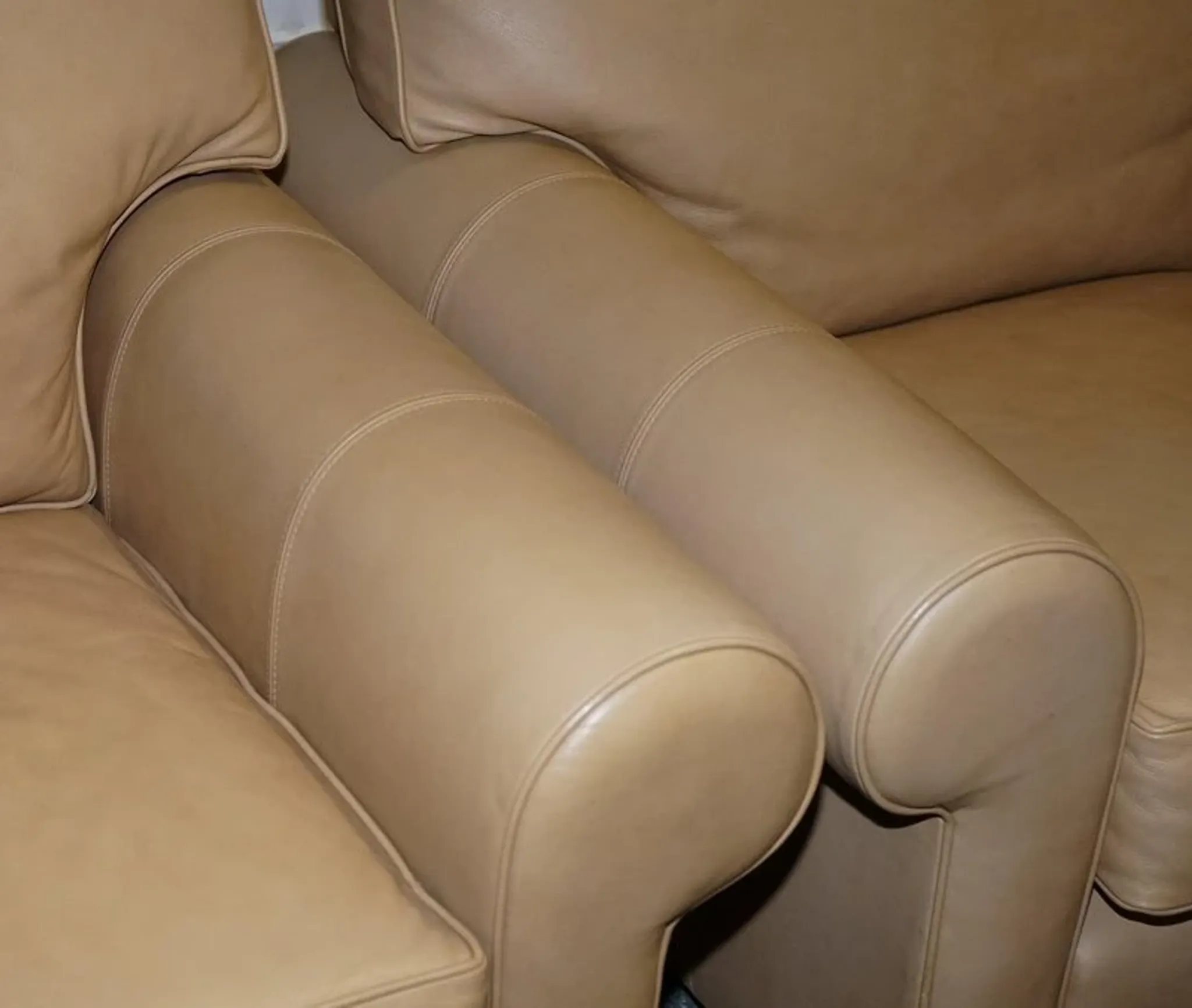 Brown Leather Latte Armchairs by Multi York England, Set of 2
