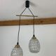 Suspension globes 2 lights, glass and brass, 50s