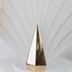 Large vintage Murano glass table lamp – leaf-shaped glass – white, gold metal base – Italy 1980s