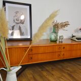 Low Scandinavian teak sideboard Metal
