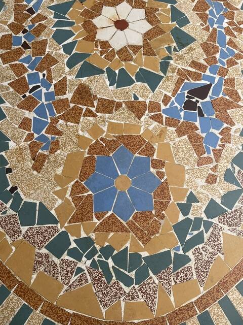 Mosaic garden table, 1950s, craftsman from Drôme