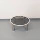 Vintage round coffee table in smoked glass and chrome metal from the 70s