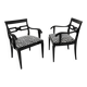 Art Deco Armchairs in Black Lacquer and Black-Creme Fabric, 1925