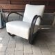 Fauteuil H 269 art déco en bois et velours crème, design Jindřich Halabala (1930)