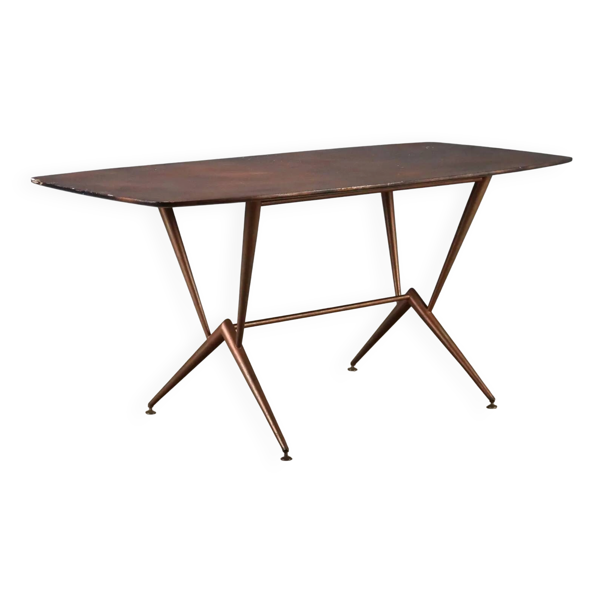 Vintage enamelled metal table, Italian design from the 1960s.