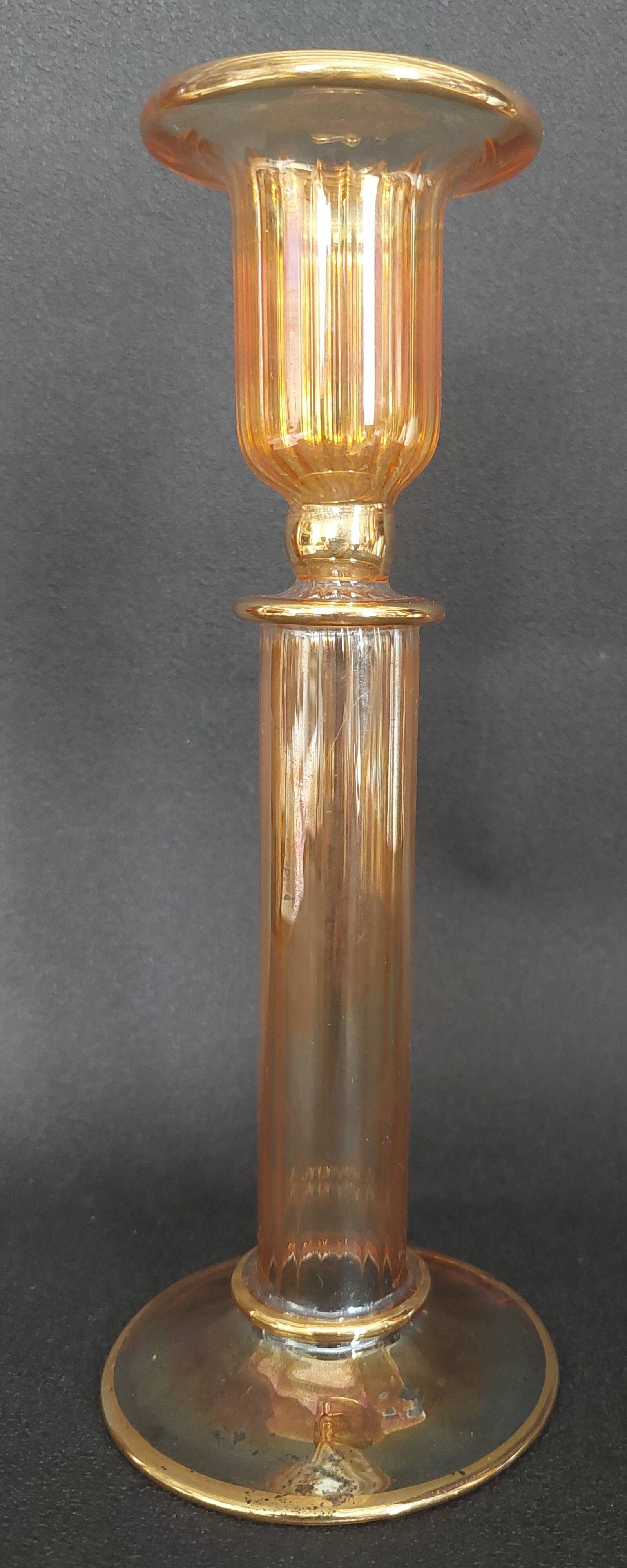 Vintage Murano glass candle holder with gold trim