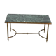 Green marble coffee table and vintage brass gold metal 60s