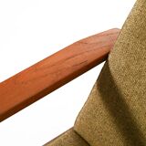 Pair of Danish teak armchairs with green upholstery